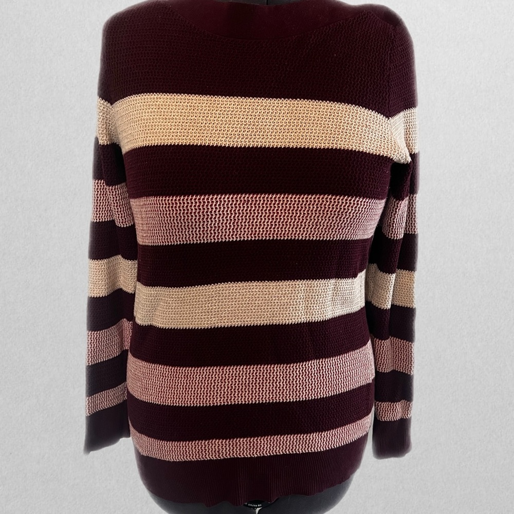 Market & Spruce Burgundy and Pink Striped Sweater